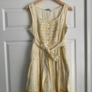 Retro Fit & Flare Yellow Embroidered Sundress